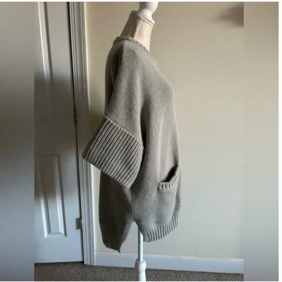 Anthropologie Pilcro Grey Oversized Short-Sleeve Sweater Tunic size S - Picture 3 of 8